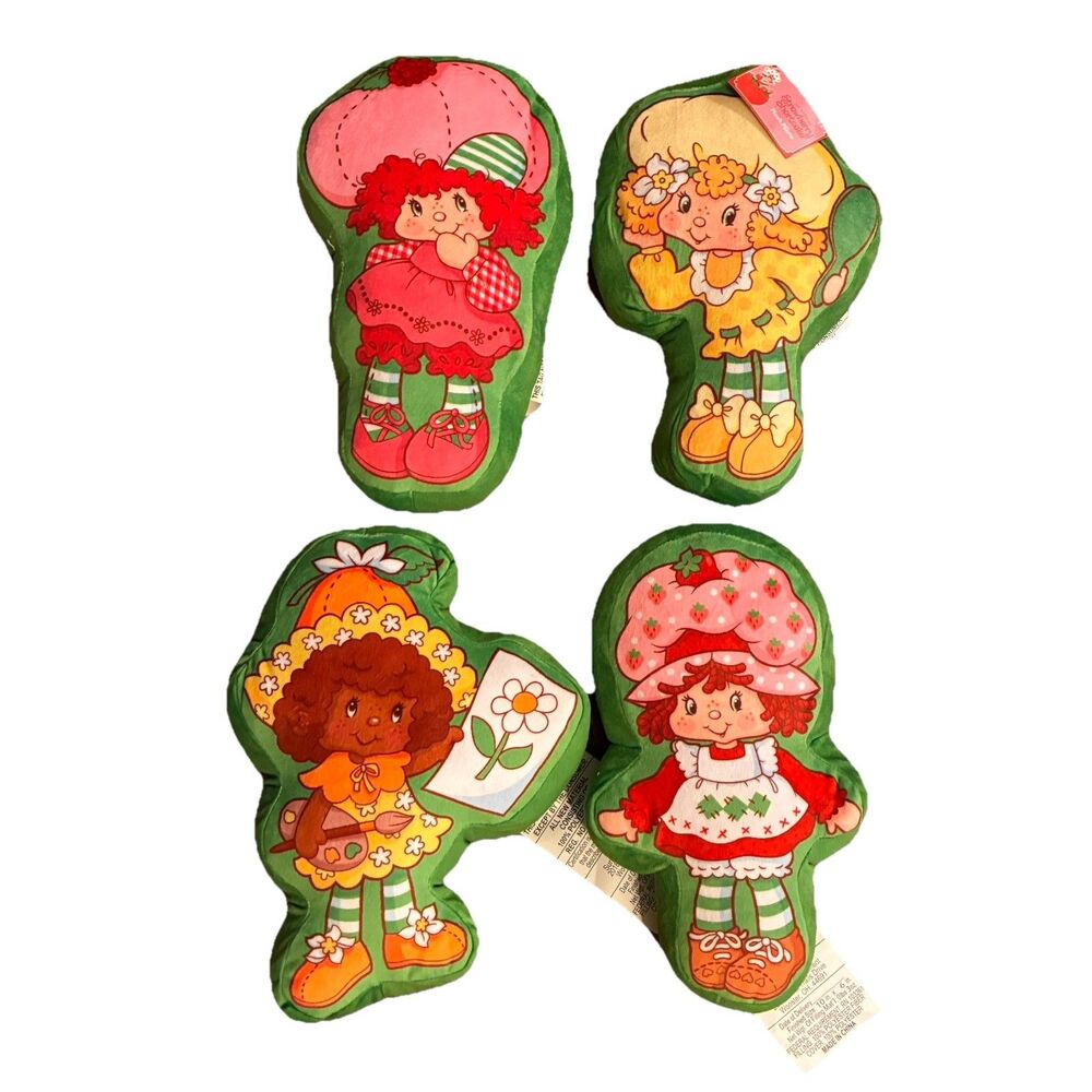 4 Piece Set Of Strawberry Shortcake And Friends Pillows. New. 9”-10” Each.